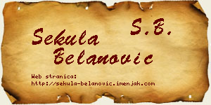 Sekula Belanović vizit kartica